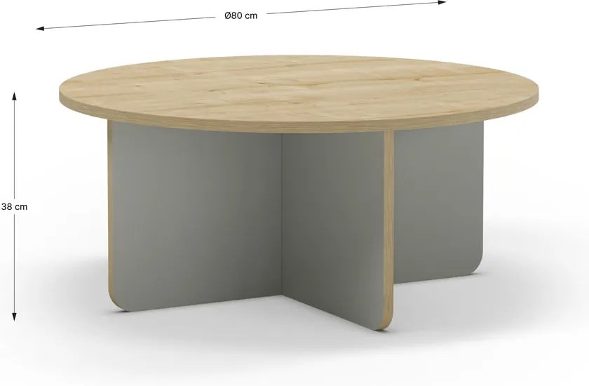 Светлозелена/естествена кръгла масичка за кафе с дъбов плот ø 80 cm Hillary – Marckeric