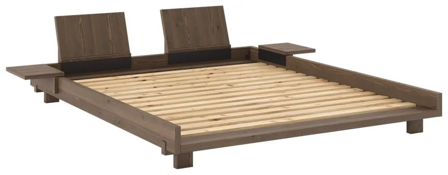 Кафяво двойно легло 160x200 cm от масивен бор с включена подматрачна рамка Social – Karup Design