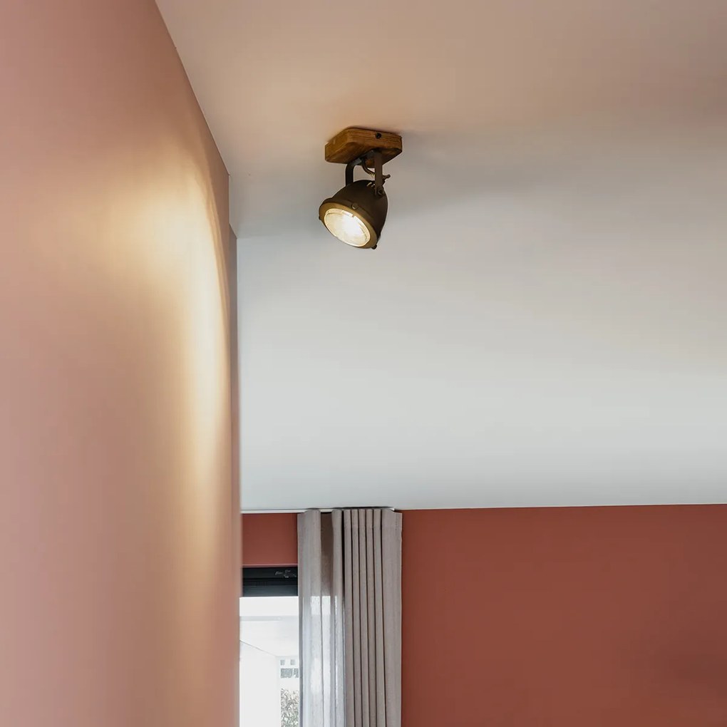 Индустриален прожектор стомана с дърво наклоняем - Emado