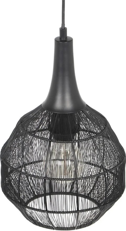 Матово черно висящо осветително тяло с метален абажур Soraya – Trio