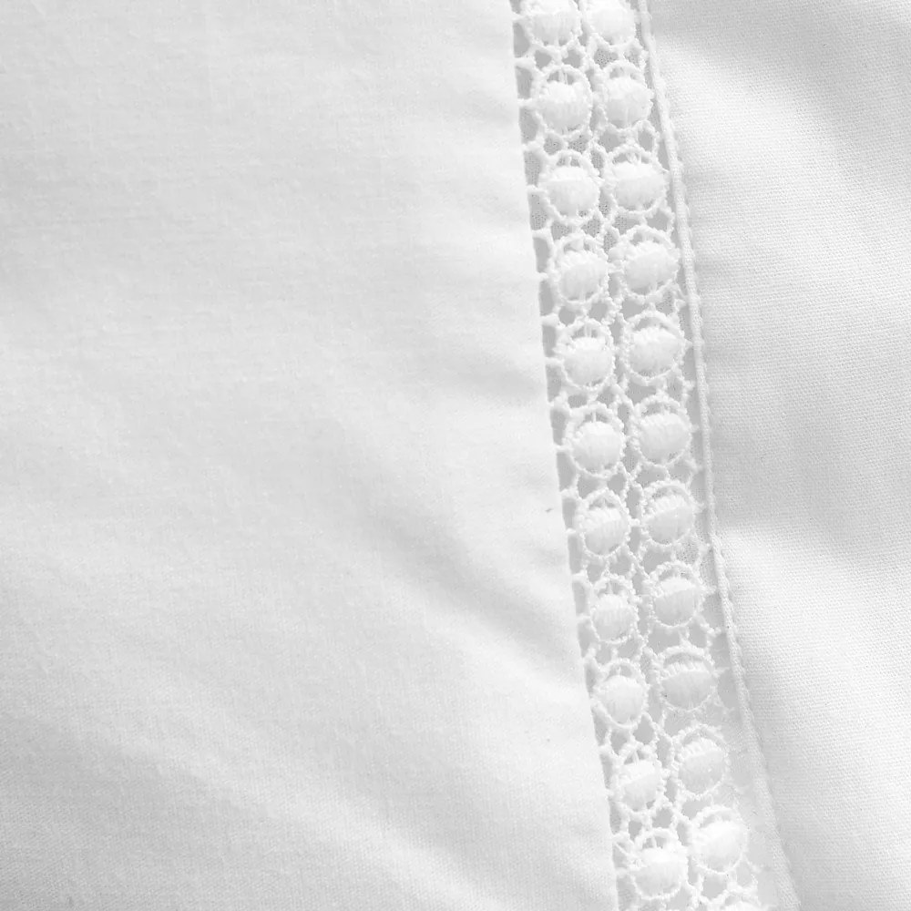 Бяло единично памучно спално бельо 135x200 cm Oxford Lace Trim – Bianca