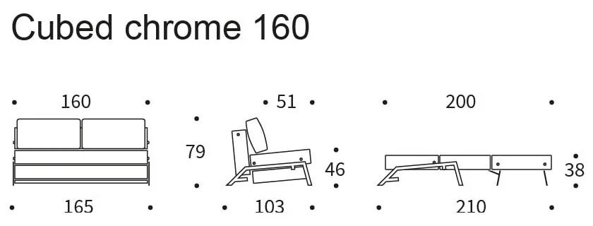 Сив разтегателен диван Chrome Twist Granite, 100 x 167 cm Cubed - Innovation