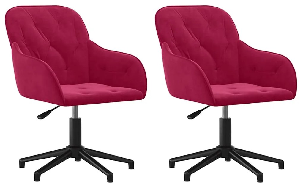 3103382 vidaXL Въртящи трапезни столове, 2 бр, виненочервени, кадифе