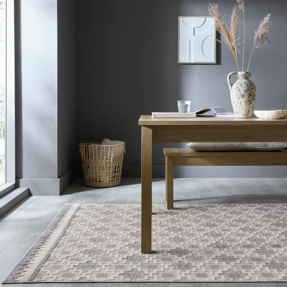 Сиво-бежов килим подходящ за пране 155x230 cm Graysen – Flair Rugs