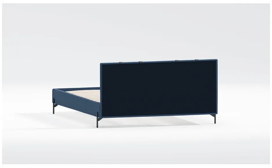 Тъмносиньо двойно тапицирано легло с включена подматрачна рамка 200x200 cm Tulsa – Ropez