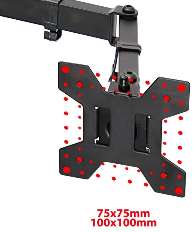 Разопакован: Стойка за монитор Esperanza ERW018, За 2 монитора, 10"-27", VESA 75/100 mm, До 8 кг на рамо, Черен