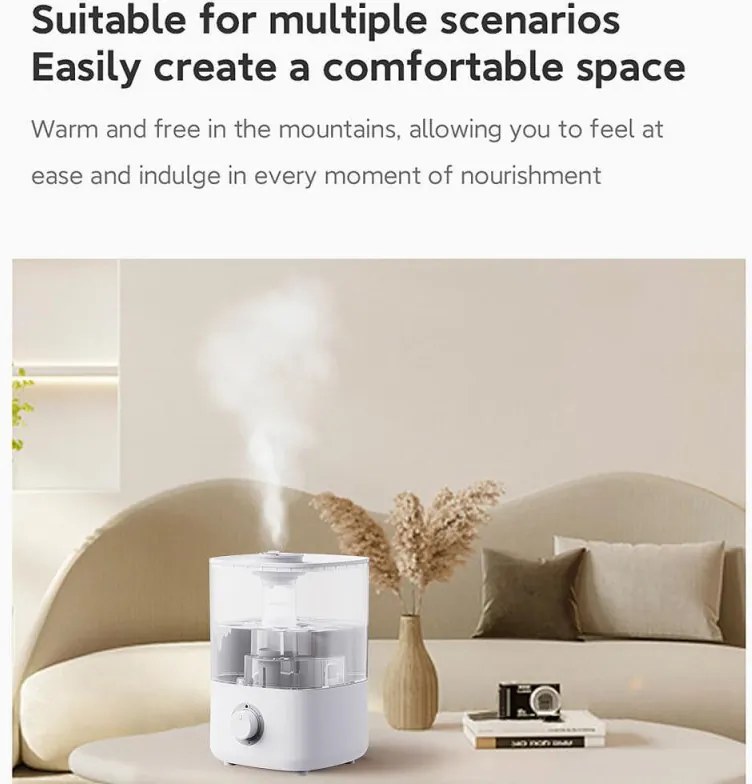 Овлажнител за въздух Xaomi Lydsto F100, До 20 м2, 200 л/ч, 2.5 л, 3 нива, Автоматично спиране, Бял