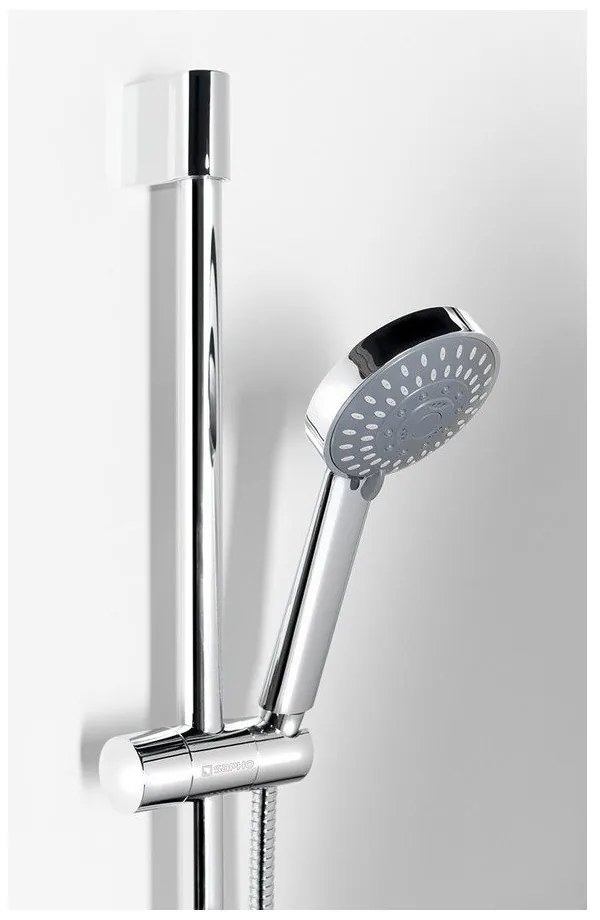 Душ комплект от неръждаема стомана в лъскаво сребристо с ръчен душ и подвижен държач 98 cm Amy – Sapho
