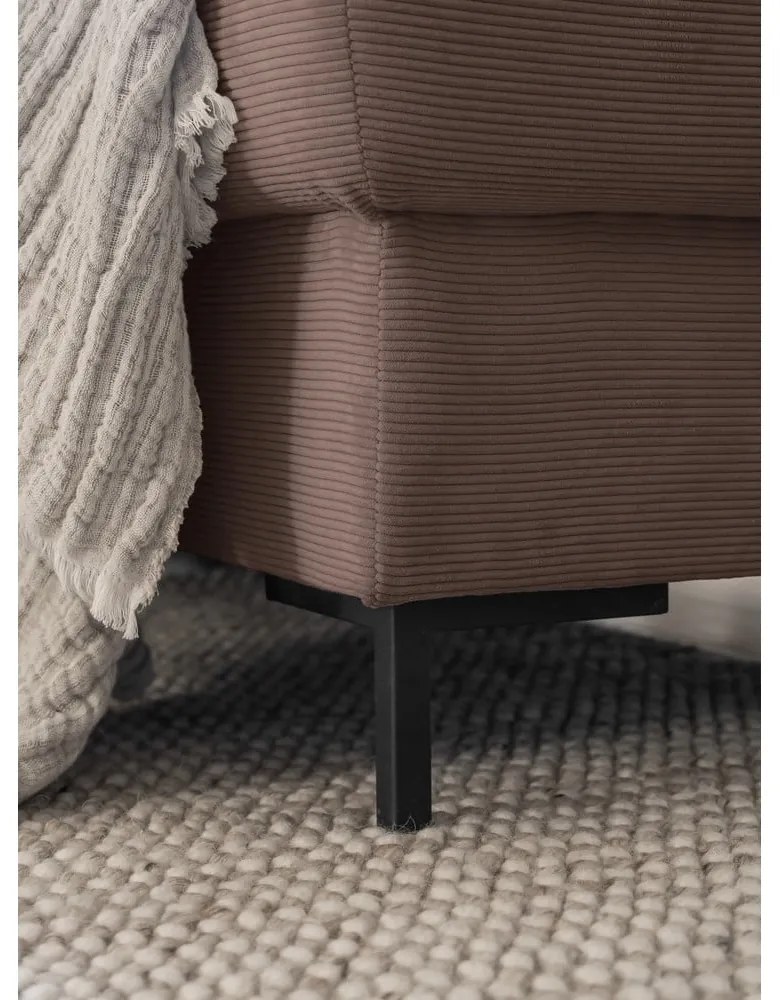 Кафяв разтегателен ъглов диван от рипсено кадифе (десен ъгъл) Lofty Lilly – Miuform