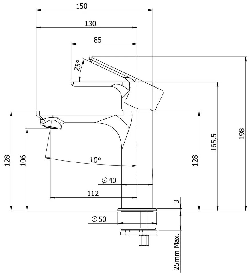 Стояща батерия за мивка в лъскаво-сребрист цвят Pax – Sapho
