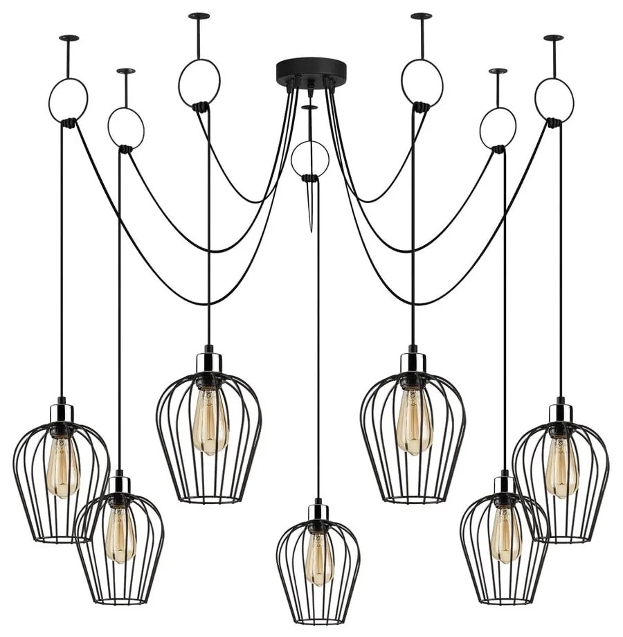 Черно висящо осветително тяло за 6 крушки Tel - Opviq lights