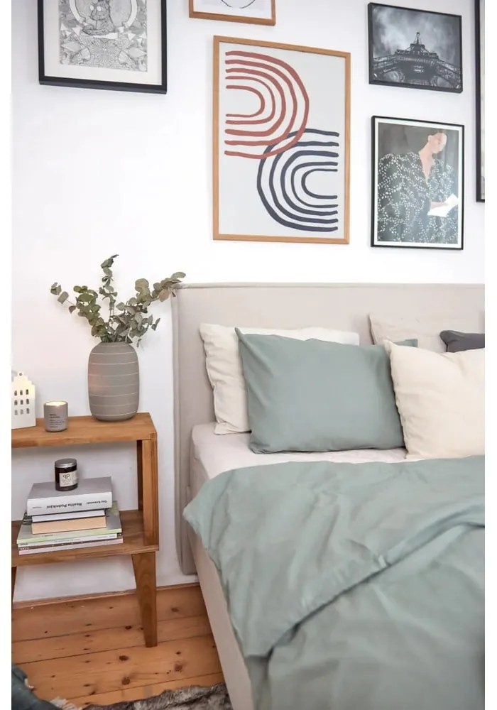 Бежово тапицирано двойно легло с решетка 180x200 cm Sary - Bobochic Paris