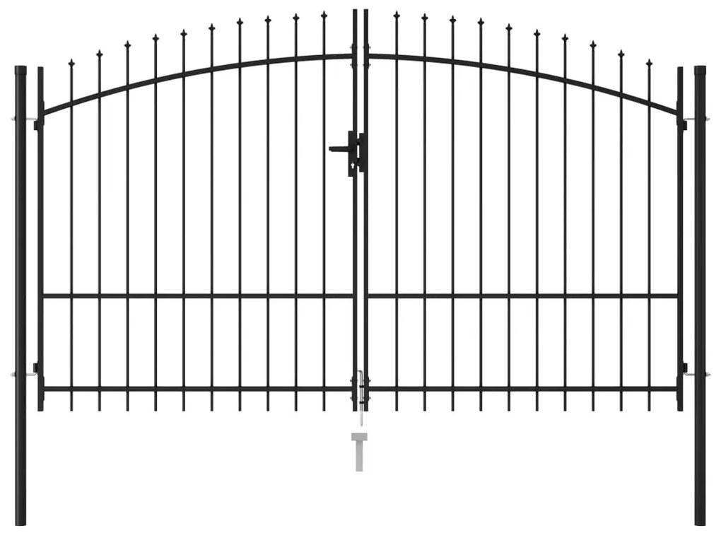 Sonata Оградна порта две врати с остри върхове стомана 3х2 м черна