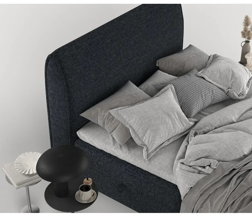 Черно боксспринг легло с място за съхранение 200x200 cm Melba – Maison de Rêve