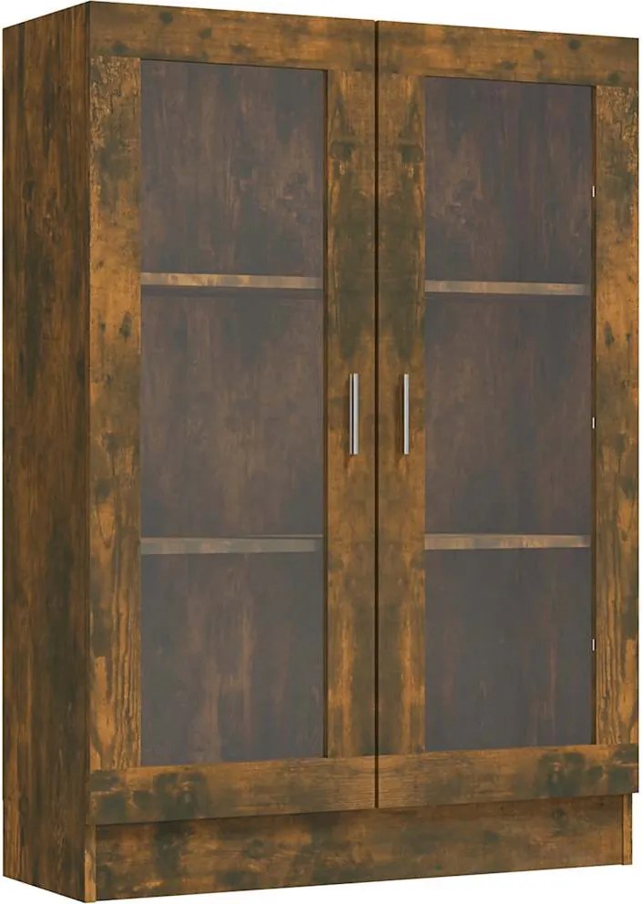 815618 vidaXL Шкаф витрина, опушен дъб, 82,5x30,5x115 см, инженерно дърво