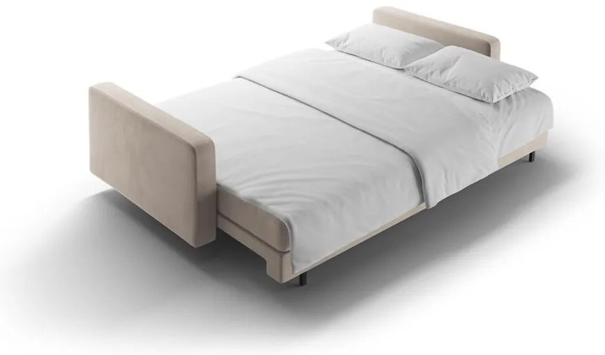 Бежов кадифен разтегателен диван с място за съхранение 222 cm Bali – Cosmopolitan Design