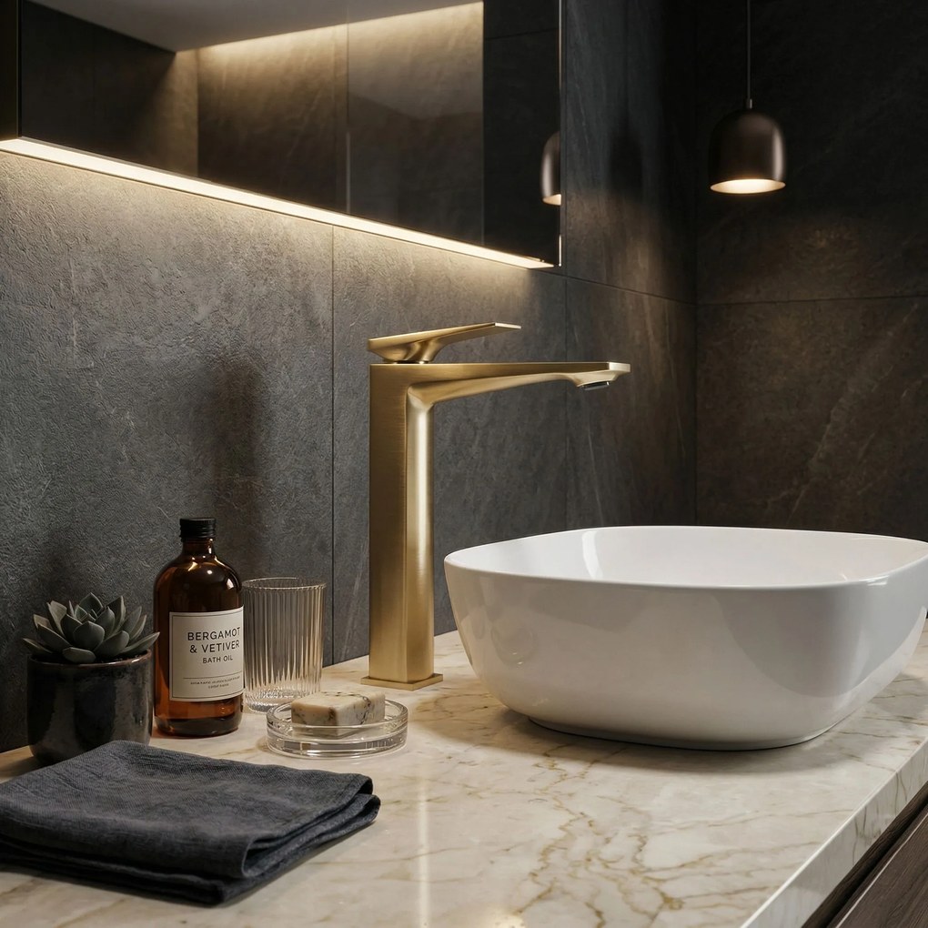 Смесител за мивка PREMIUM Rea Prime Brush Gold High