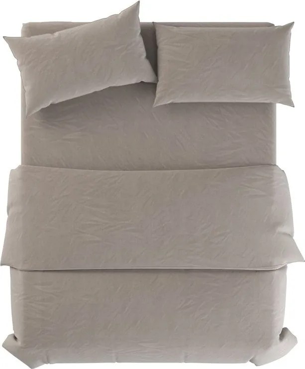 Светлосиво/кафяво-сиво двойно ленено спално бельо 200x200 cm Natural – Native Natural