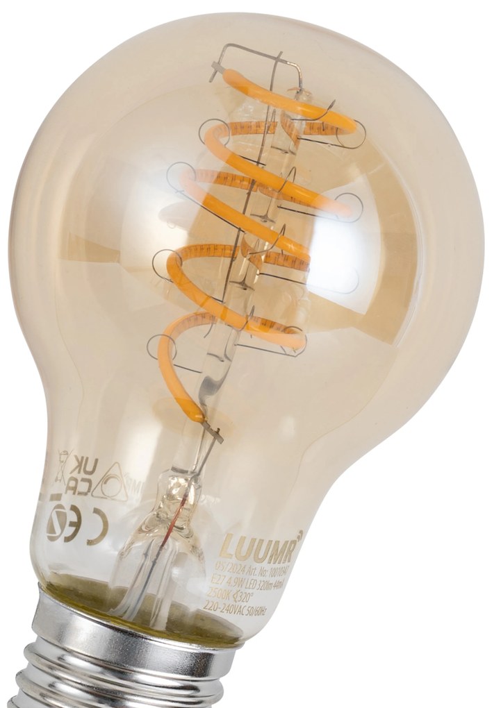 Комплект от 5 Интелигентна димируема LED крушка E27 A60 кехлибарена 4.9W 320lm 2500K