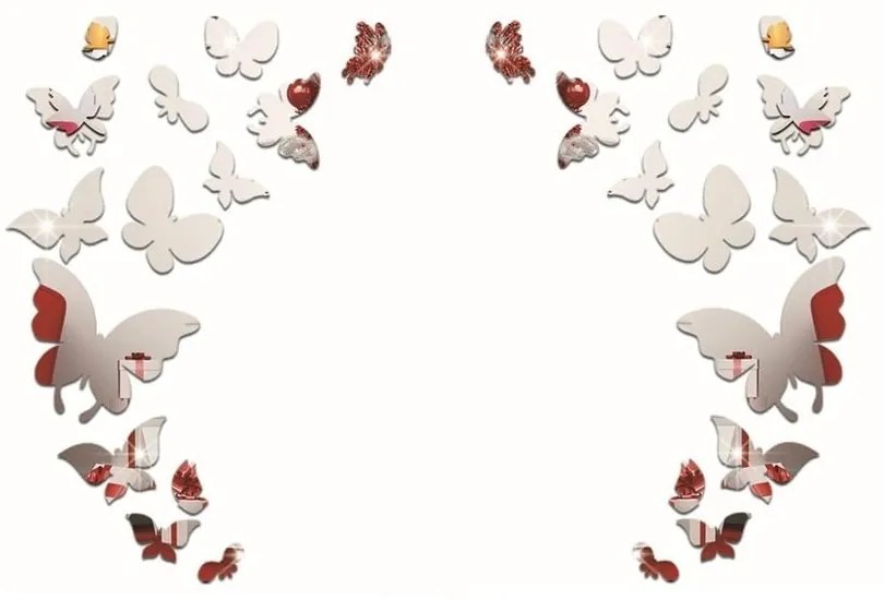 Комплект от 28 огледални стикера с пеперуди - Ambiance