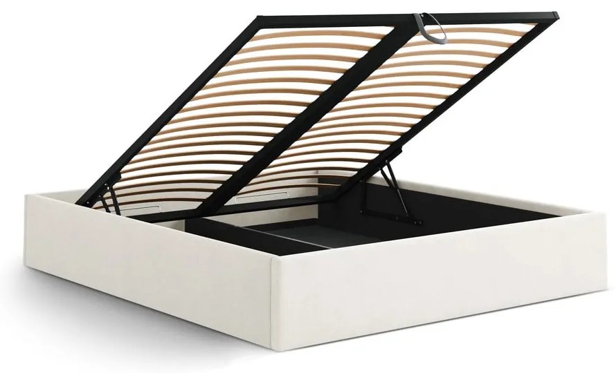 Кремаво двойно легло 140x200 cm тапицирано с място за съхранение/без табла с включена подматрачна рамка Susan – Micadoni