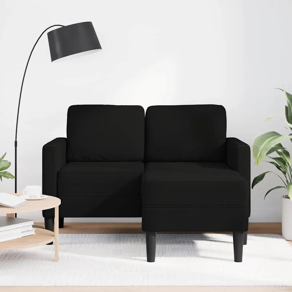 4107063 vidaXL Двуместен диван с шезлонг в L-образна форма, черен 125 cm, плат