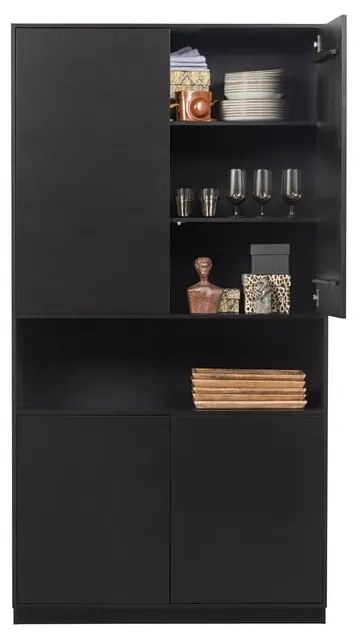 Черен модулен шкаф от борова дървесина 110x210 cm Finca - WOOOD