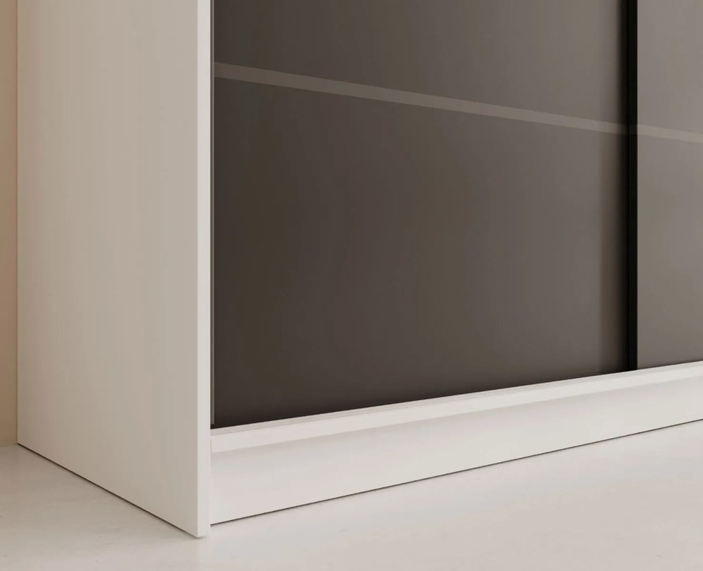 Гардероб Velvora 250 с плъзгащи врати-Бял-Черен