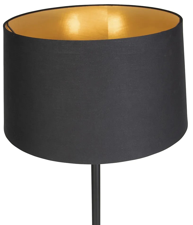 Интелигентна подова лампа черна с черен абажур 45 см с WiFi A60 - Simplo