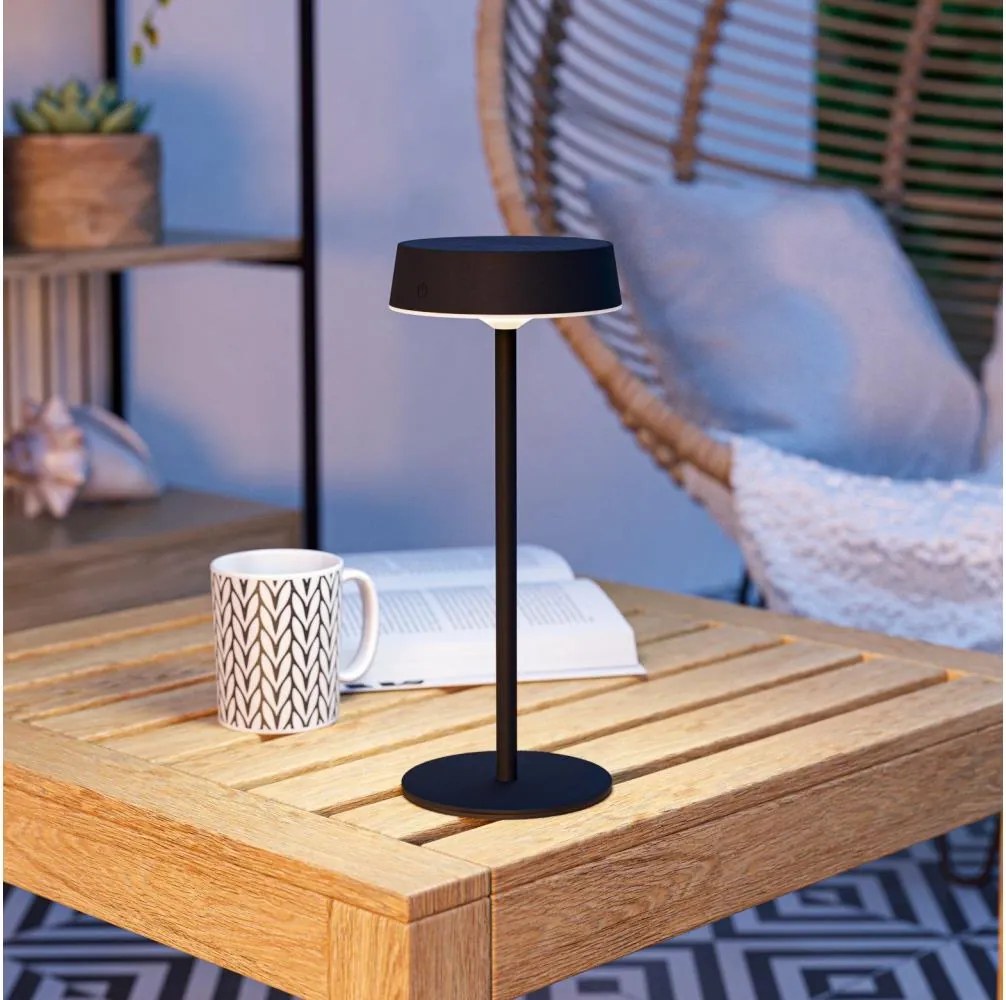 Eglo 75876-LED Соларна презареждаема настолна лампа SIMERI с димер LED/3W/5V 1800mAh IP44 черна