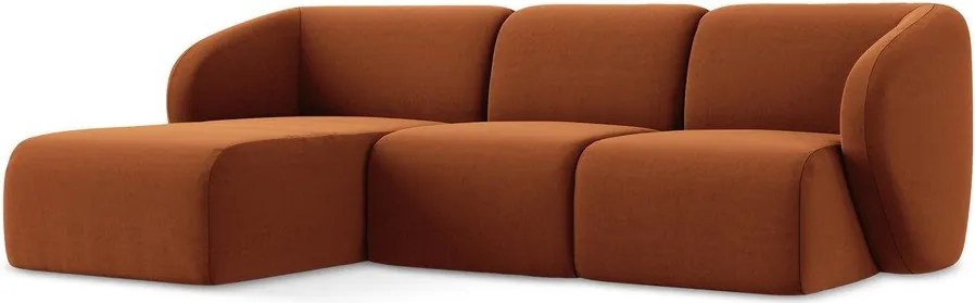 Теракотен кадифен ъглов диван (ляв ъгъл) Lani – Makamii