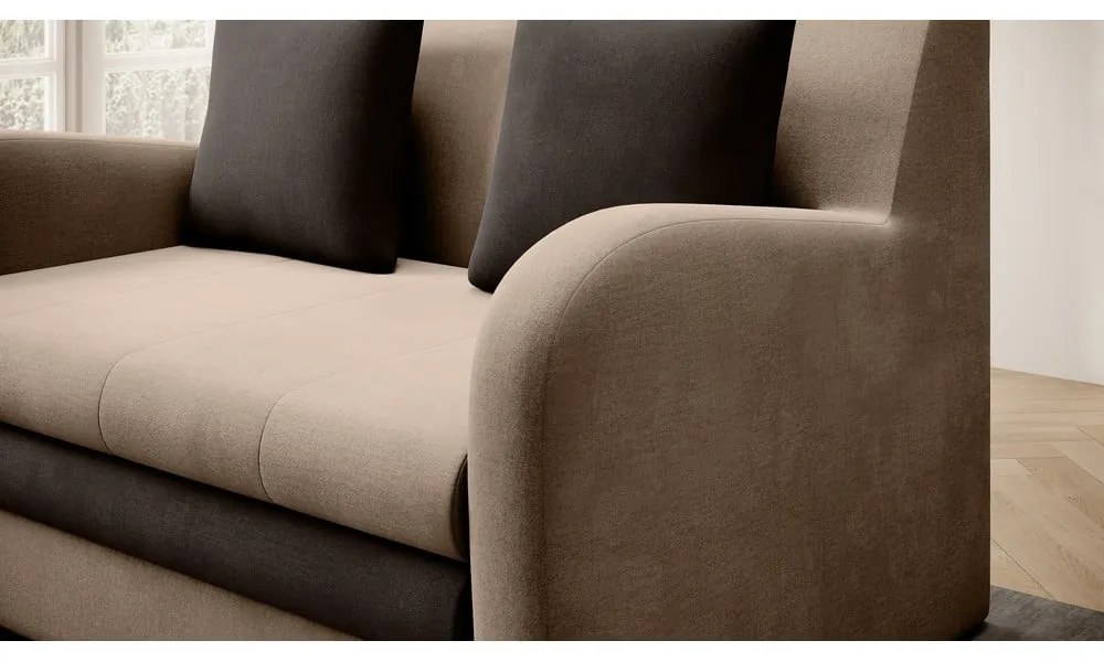 Светлокафяв кадифен разтегателен диван 130 cm Ario – ELTAP