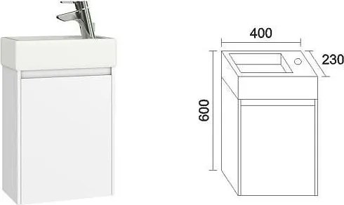 Долен шкаф с мивка "Лара" 40 cm десен бял