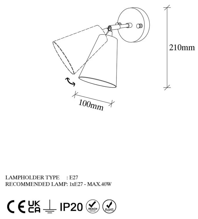 Стенна лампа в златист цвят ø 10 cm Evander – Opviq lights