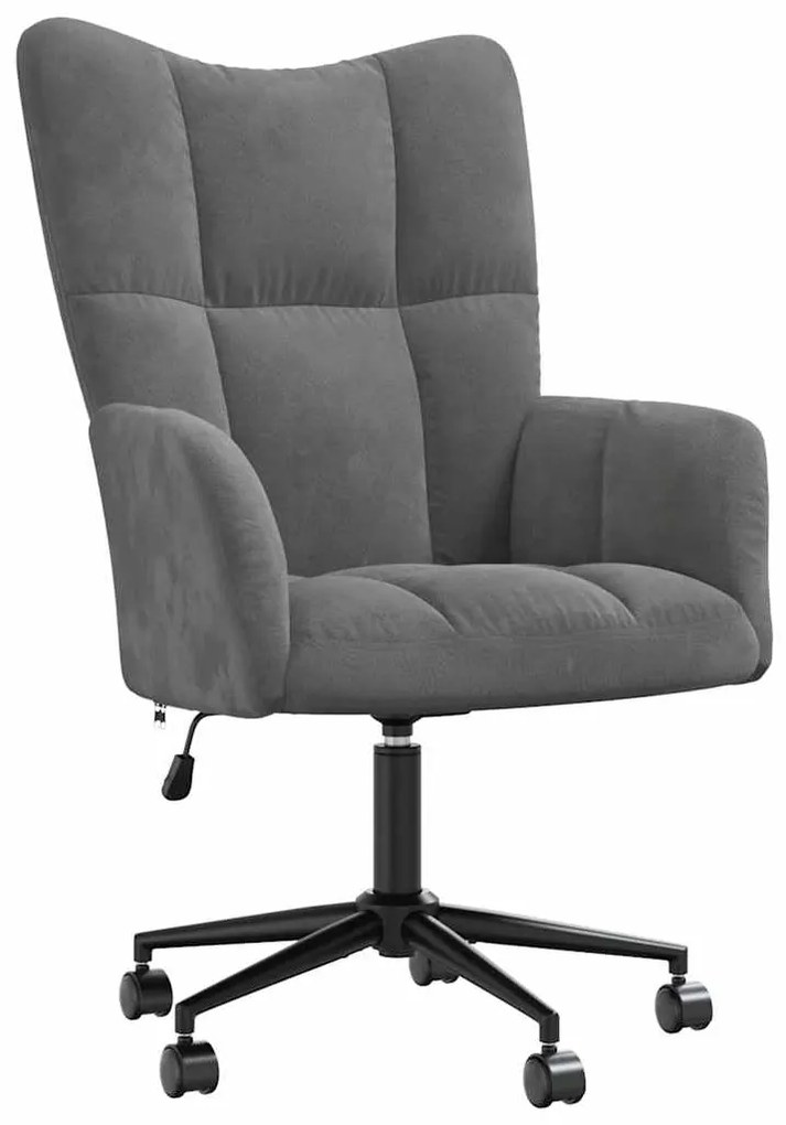 328173 vidaXL Релакс стол, тъмносив, кадифе