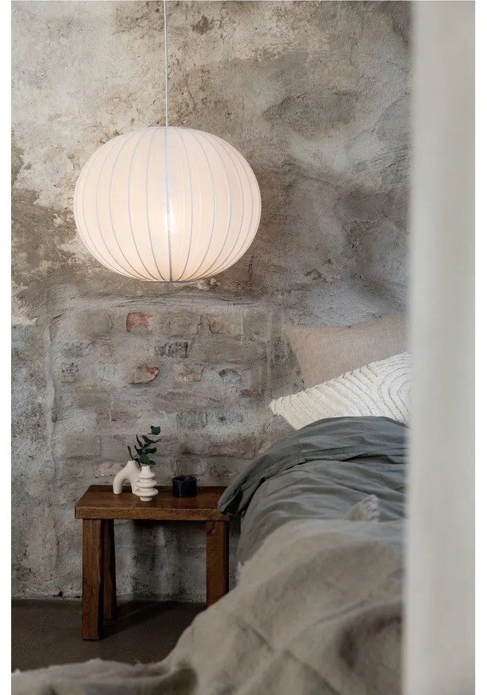 Бяло висящо осветително тяло с текстилен абажур ø 50 cm Florence – Markslöjd