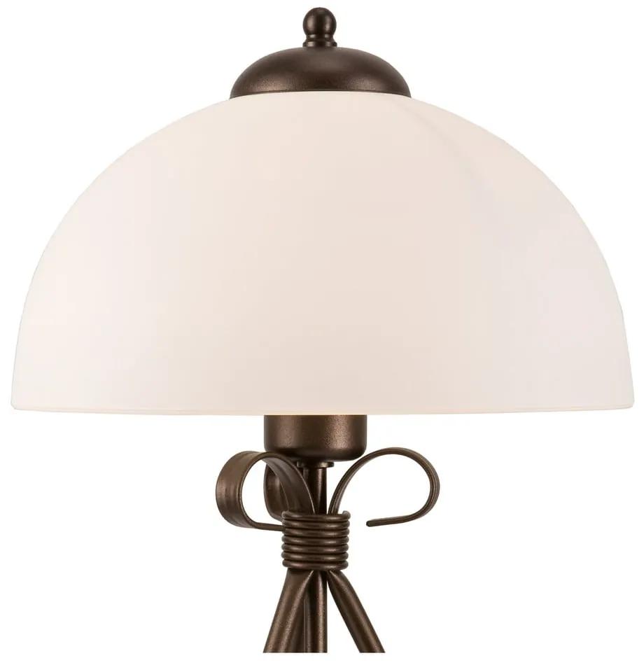 Тъмнокафява настолна лампа със стъклен абажур, височина 43 cm Adelle - LAMKUR