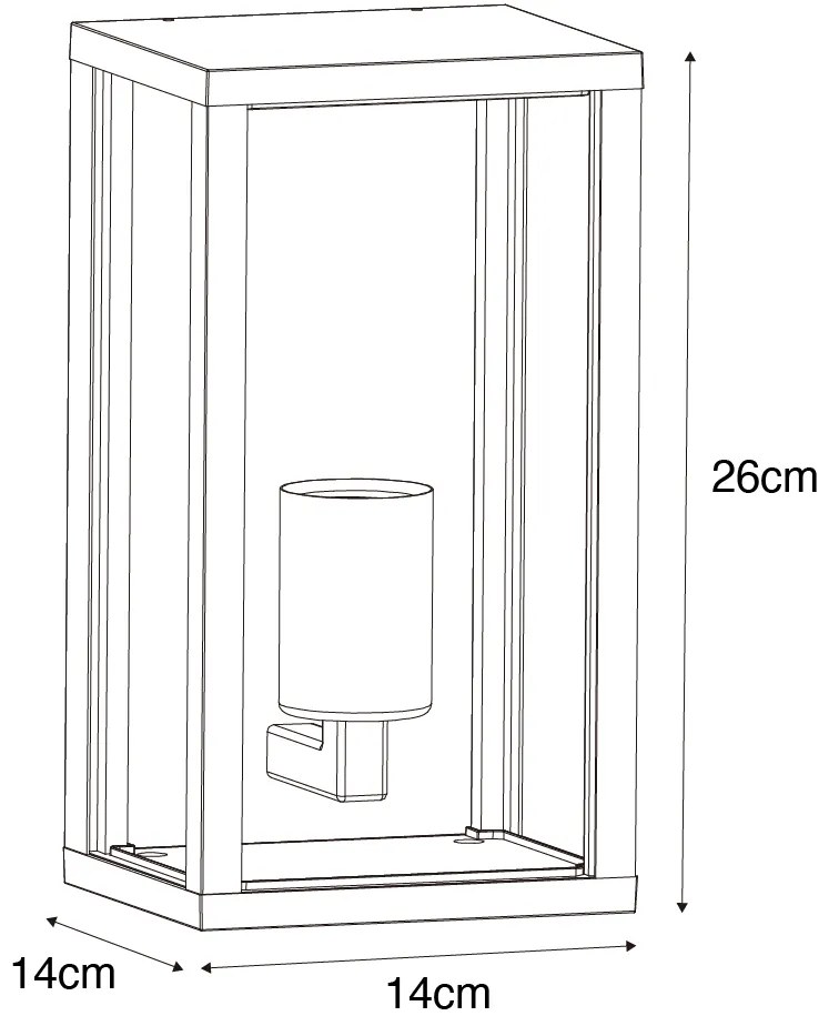 Външна стенна лампа черна с опушено стъкло 26 см IP44 - Charlois