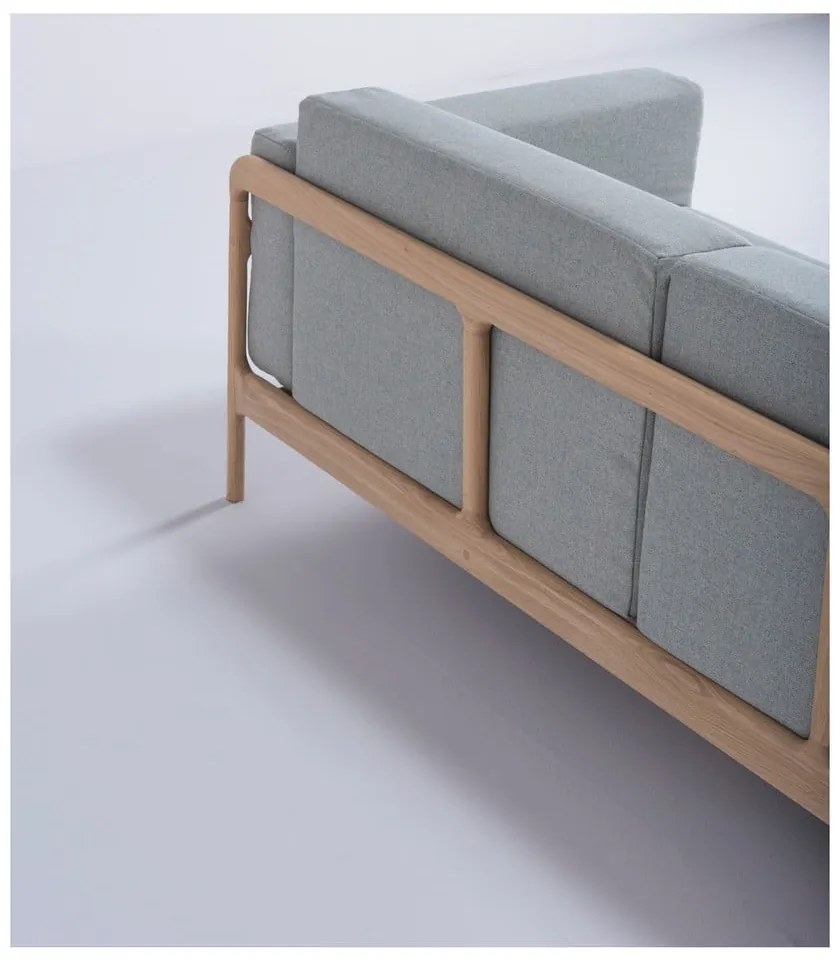 Синьо-сив диван с масивна дъбова конструкция , 210 см Fawn - Gazzda