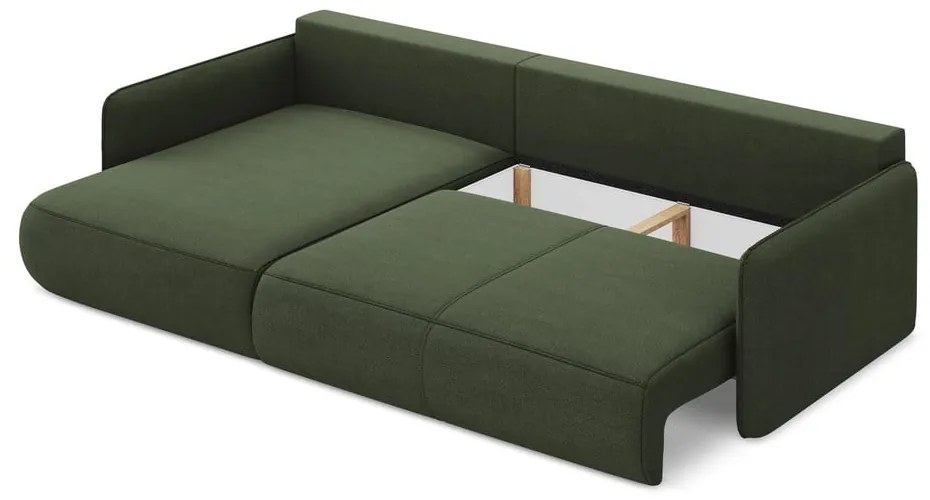 Зелен разтегателен ъглов диван с място за съхранение (ляв ъгъл) Nanea – Makamii