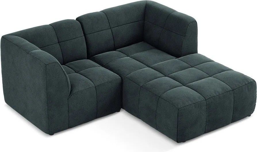 Син кадифен ъглов диван (десен ъгъл) Aloha – Makamii