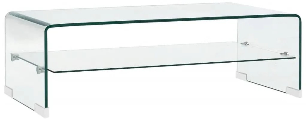 284745 vidaXL Маса за кафе, прозрачна, 98x45x31 см, закалено стъкло