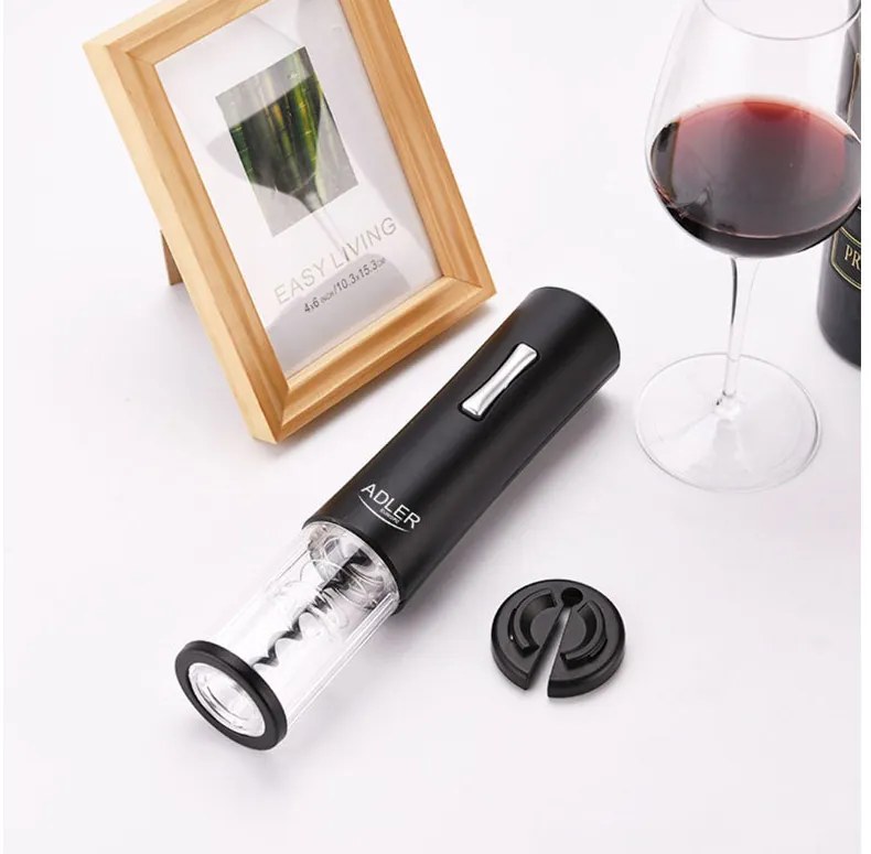 Електрически тирбушон ADLER AD 4490, Led светлини, Резачка за фолио, Черен