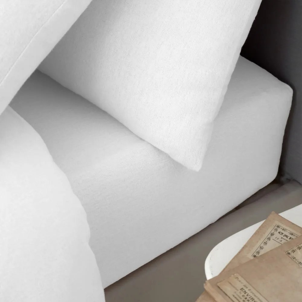 Бял еластичен фланелен чаршаф 150x200 cm Brushed – Catherine Lansfield