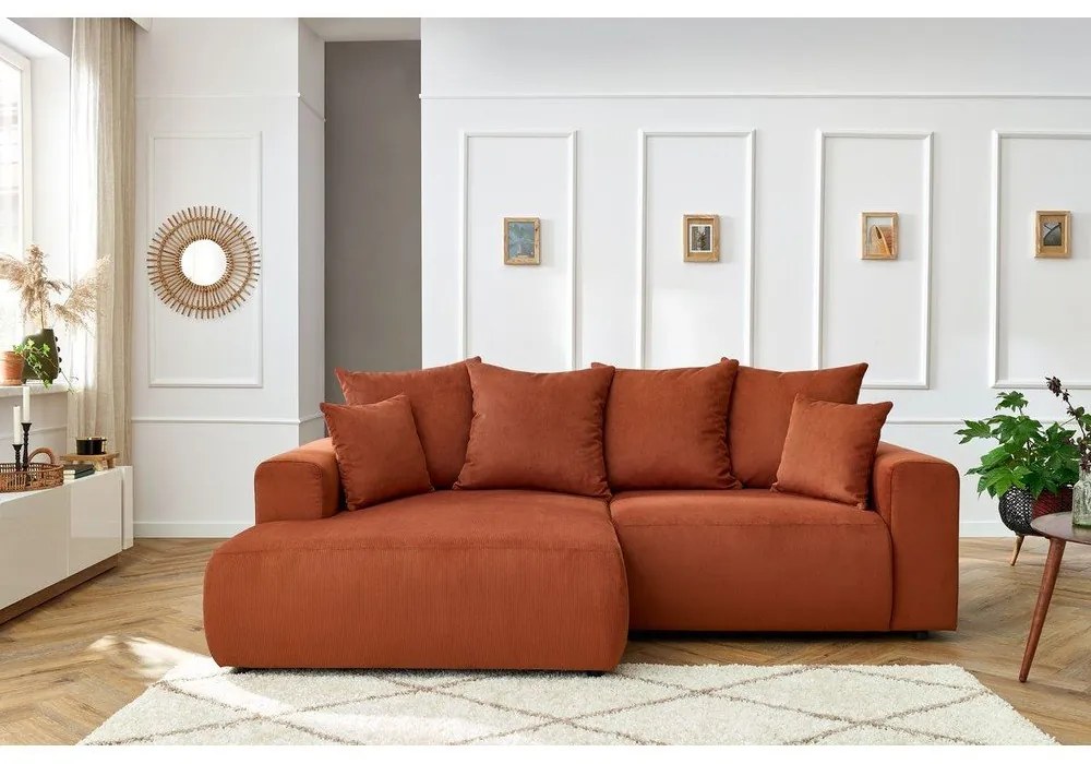 Оранжев кадифен ъглов диван Enjoy – Bobochic Paris