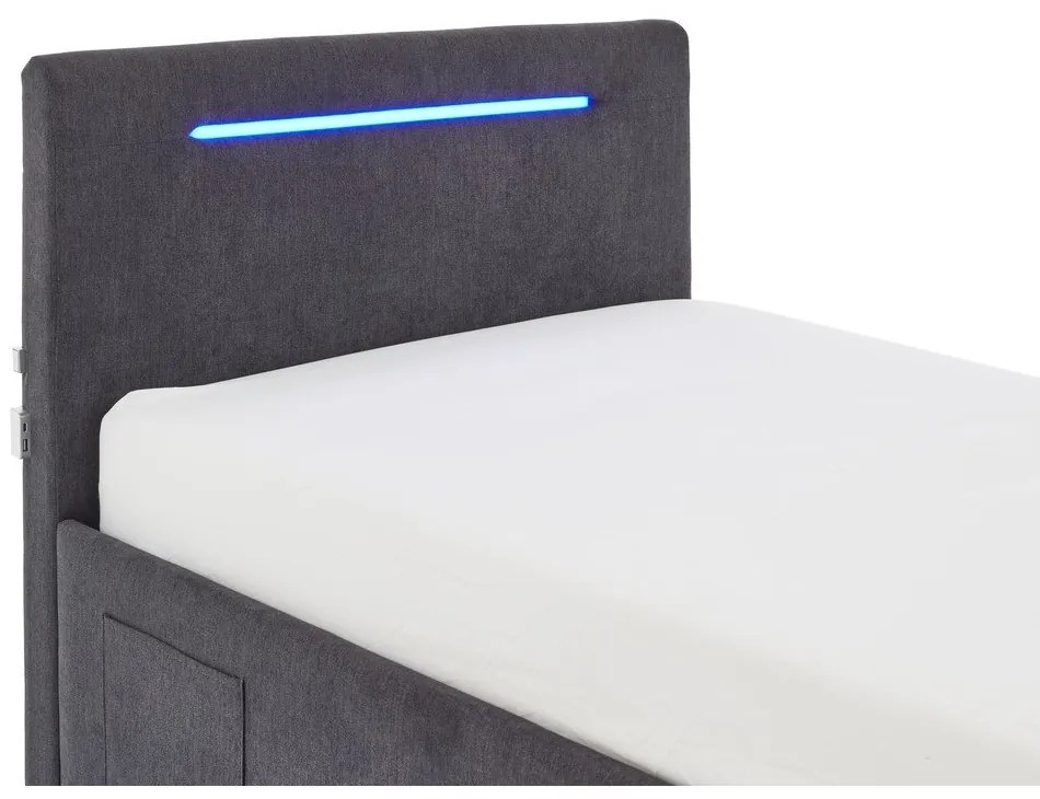 Тъмносиво тапицирано детско легло 90x200 cm с място за съхранение с включена подматрачна рамка Circle – Meise Möbel