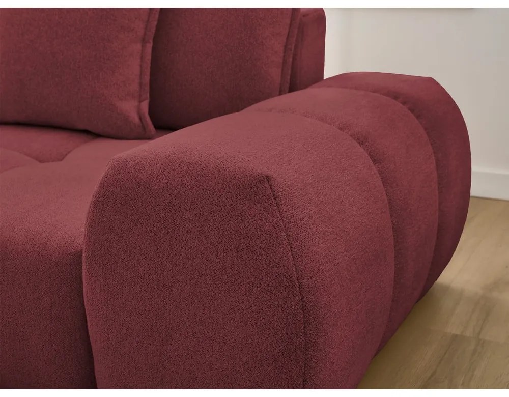 Бордо шенилов сгъваем/с място за съхранение ъглов диван (ляв ъгъл) Everest – Bobochic Paris