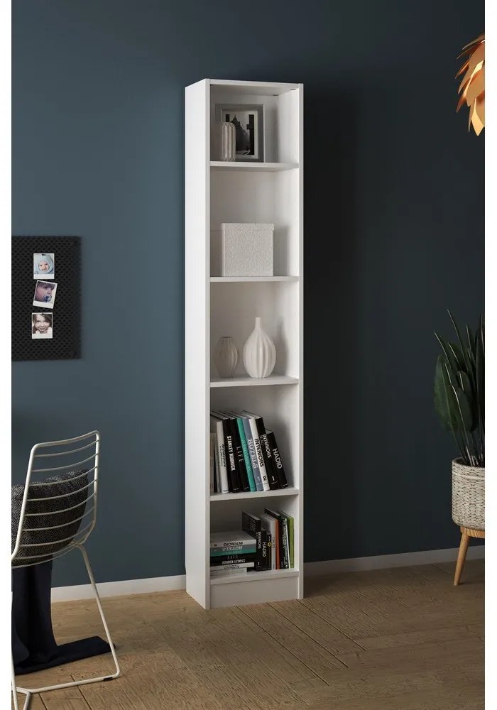 Бял шкаф за книги 41x203 cm Basic - Tvilum