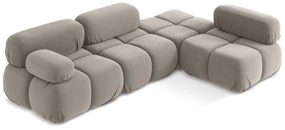 Бежов кадифен модулен ъглов диван (десен ъгъл) Lokua – Makamii