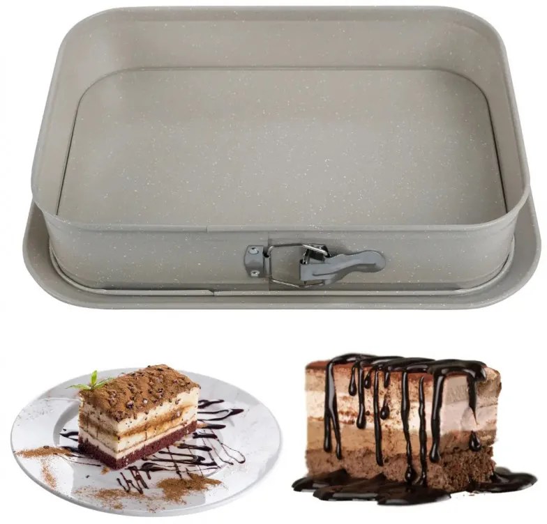 Форма за печене с падащо дъно Kinghoff KH 1978, 39x29x7.5 см, Мраморно покритие, Бежов